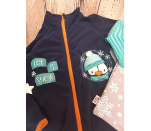 Stickdatei - Winterfreunde Doodle Appli Pinguin